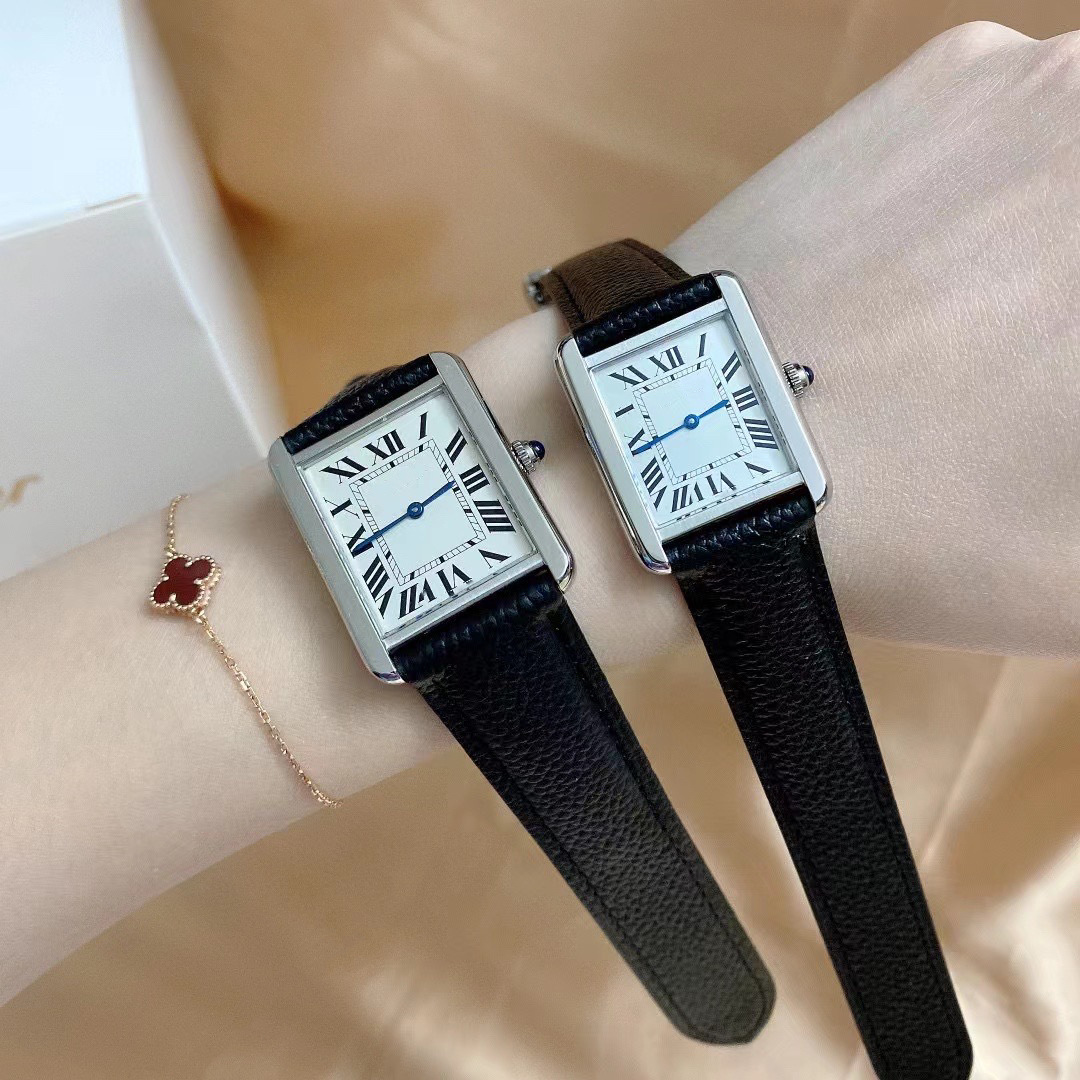 Unisex Quartz Wrist Watch Minimalist Blue Hands Square Dial_voghion.com