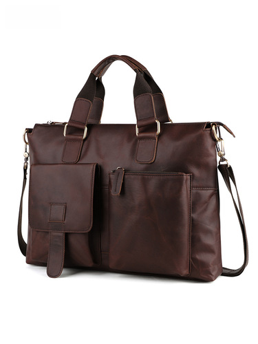 Vintage Crazy Horse Leather Men's Bag Business Fashion Men's Briefcase Large Capacity Crossbody Bag Men's Handbag