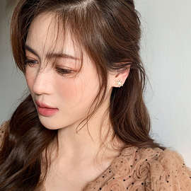 雪花珍珠耳钉925银针耳环女气质秋冬高级感耳饰2023年新款爆款