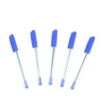 厂家直销外贸原单 子弹型1.0mm蓝色笔芯透明杆插套油性塑料圆珠笔