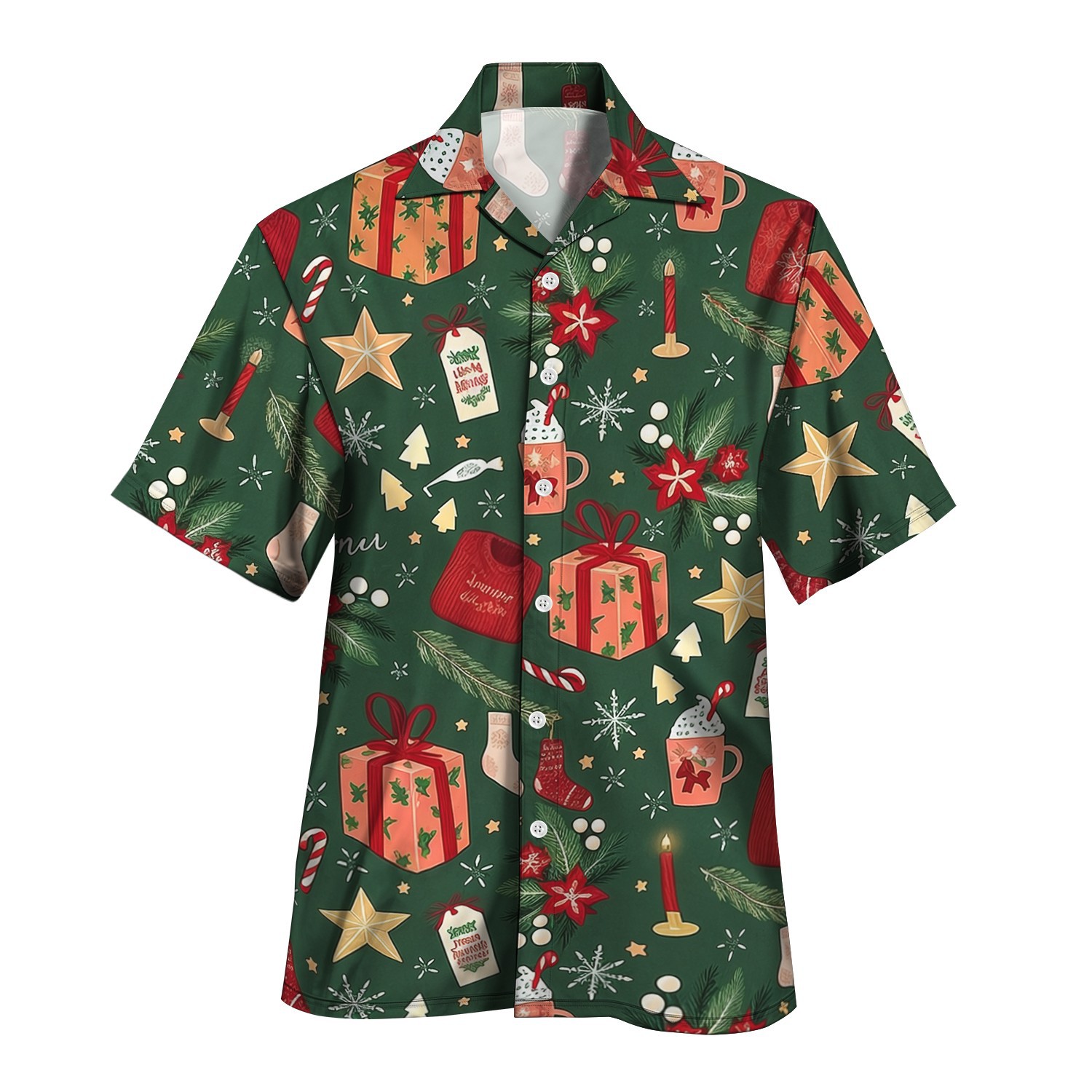 2024 otoño nuevo estilo personalidad colorido contraste color de un solo pecho cuello cubano estampado camisa de manga corta MB33