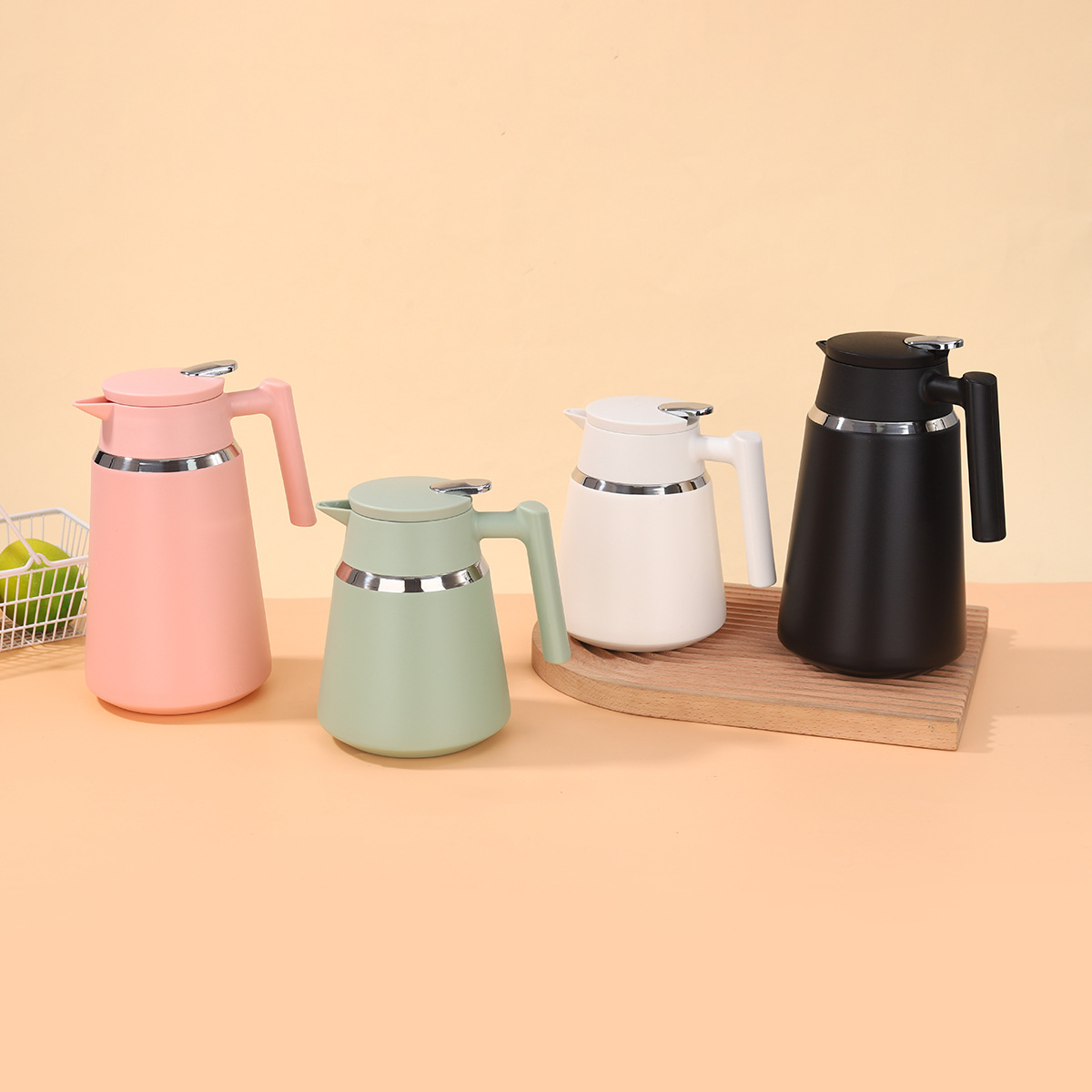 Nueva cafetera de color sólido 304 taza de vacío de acero inoxidable para el hogar dormitorio de estudiantes hervidor de agua de separación de té