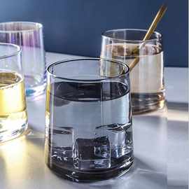 日式炫彩金边电镀玻璃杯家用简约透明水杯网红INS杯子
