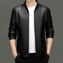 品牌立领皮衣2025新款秋季加绒加厚皮夹克男中青年休闲防风外套潮