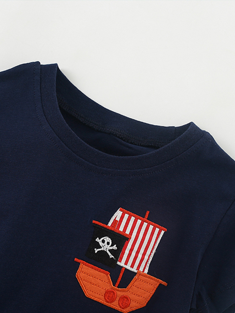 Suministro directo de comercio exterior transfronterizo traje para niños malwee verano nuevo estilo europeo y americano niños pequeños y medianos cuello redondo pantalones de manga corta ropa para niños