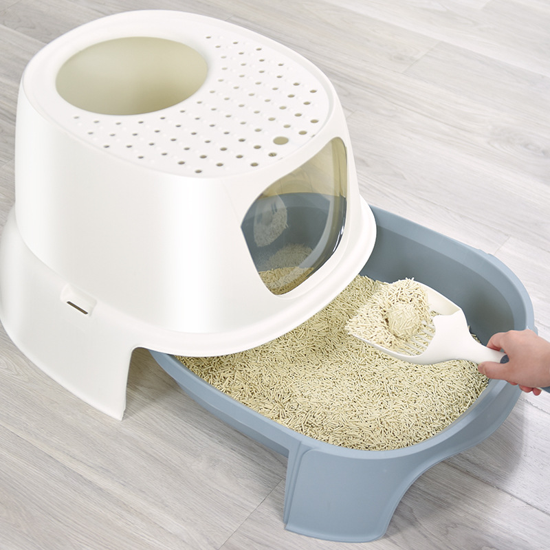 Tienda de fábrica Pai Kewei, caja de arena para gatos, cajón completamente cerrado, inodoro para gatos de gran tamaño, anti-salpicaduras externas y hermético