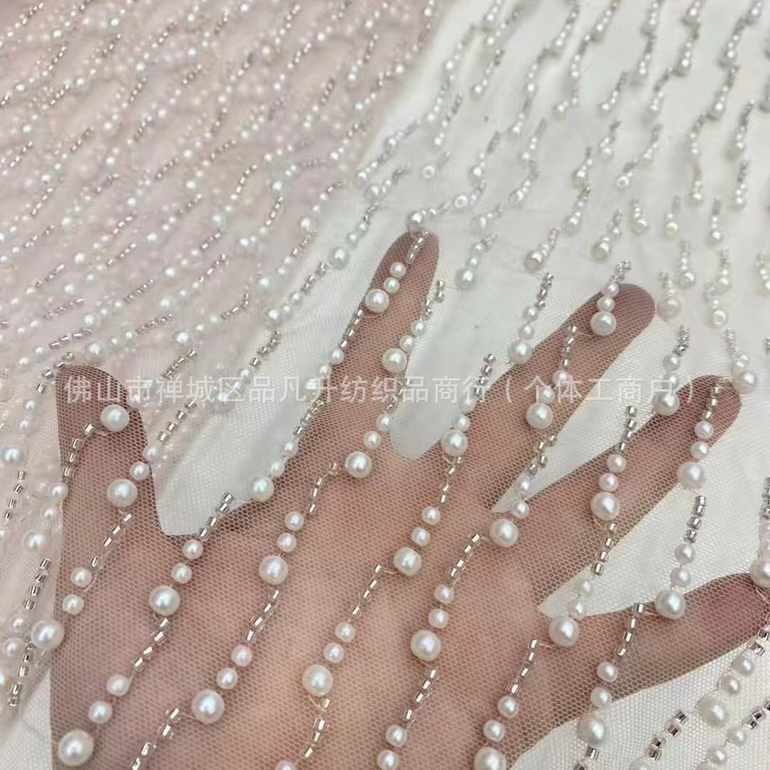 Tamaño de la tela bordada con cuentas de espuma vestido de novia de alta calidad cena vestido de moda tela para niños encaje transfronterizo