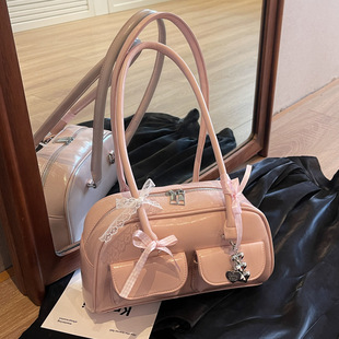 Halo needle Xu Yunzhen same bowling bag Korean blogger niche wild Boston Totbal buns under the armpit shoulder bag