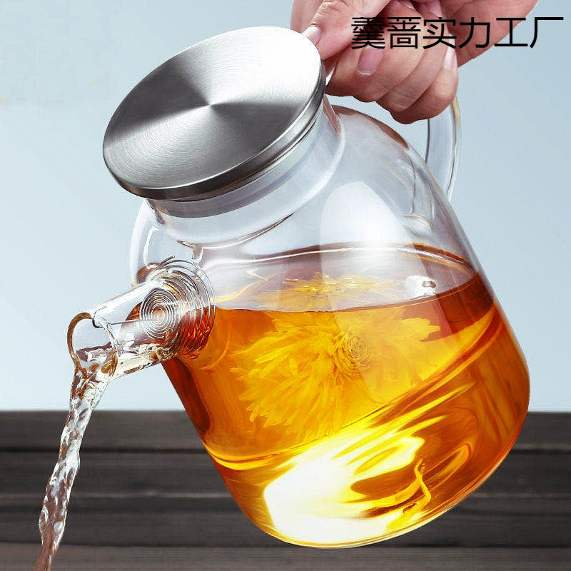 Glass teapot, explosion-proof capacious transparent set for home use, increased thickness