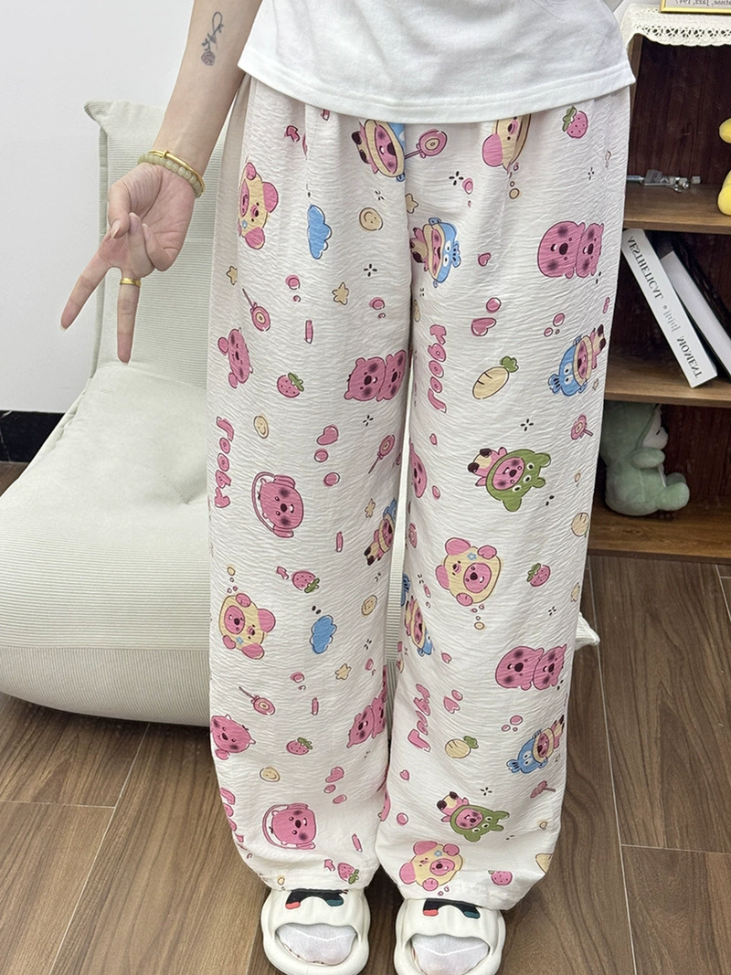 Детские demi-season брюки oversize, облачная хлопковая ткань, милый мультяшный принт для младших школьников