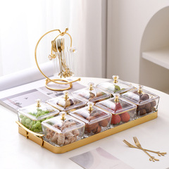 Glass fruit bowl, dry fruit divided plate, snack plate, nut box, sunflower seed fruit candy snack dessert plate, European-style fruit plate