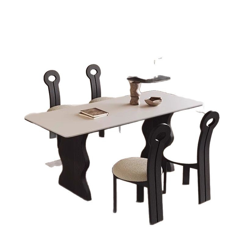 Hongjing Shiyan tablero de madera maciza combinación de mesa y silla de comedor 2025 nuevo hogar pequeño apartamento sala de estar mesa de comedor rectangular de madera maciza