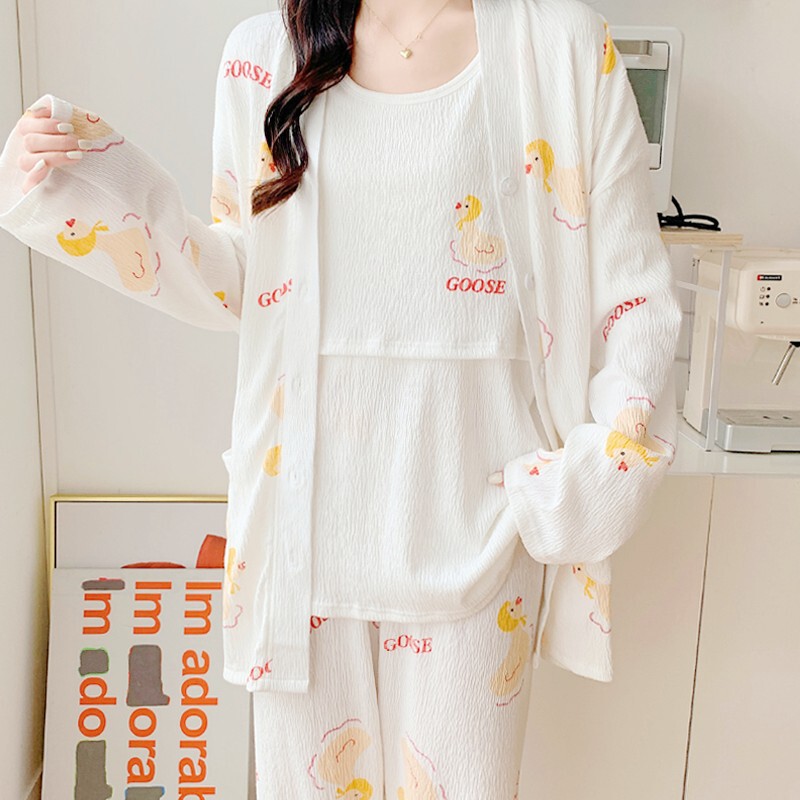 Moon clothing spring and autumn April 5 gauze postpartum lactation three-piece cotton pregnant women's pajamas summer Maternal lactation clothes Moon clothing spring and autumn April 5 gauze postpartum lactation three-piece cotton pregnant women's pajamas summer Maternal lactation clothes