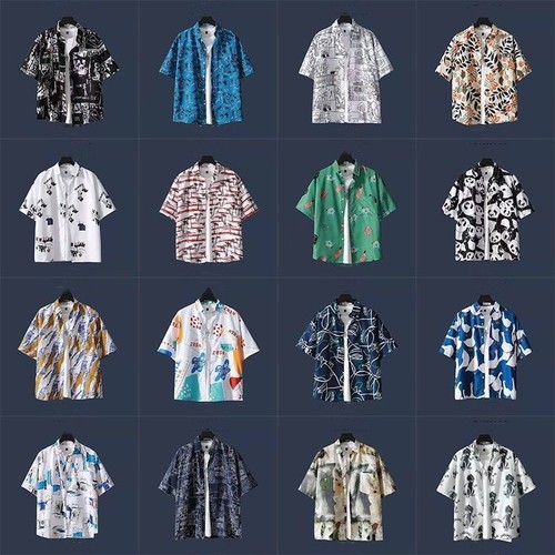Hawaiian Flower Shirt, Hong Kong Style Loose Trendy Versatile Slouchy Couple Short Sleeve Blouse, Japanese Seaside Flower Shirt