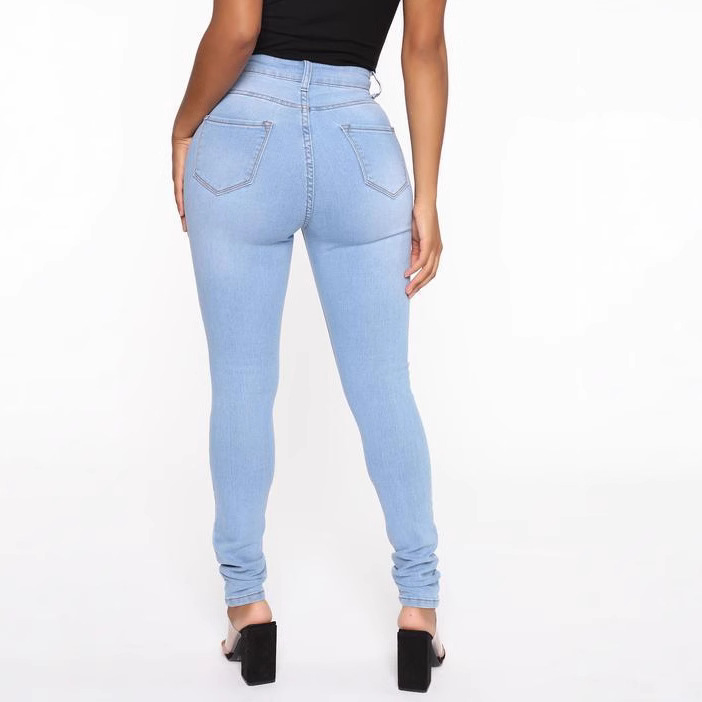 Jeans de Mujer de Cintura Alta, Elásticos y Ajustados, Moda Transfronteriza Europea y Americana