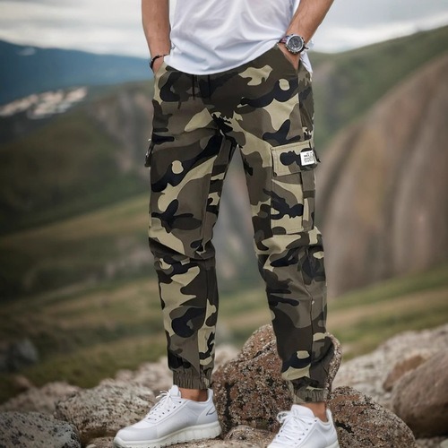 【Size】2025 Camouflage Work Pants for Spring and Autumn Men's Tied-In Ankle Trendy Casual Pants