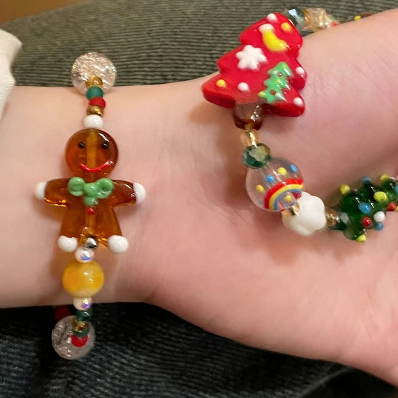 Sweet Cartoon Character Christmas Tree Gingerbread Alloy Resin Wholesale Bracelets display picture 5