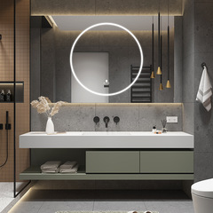 Modern stone slab bathroom cabinet seamless ceramic integrated sink washbasin handwashing sink cabinet set manufacturer