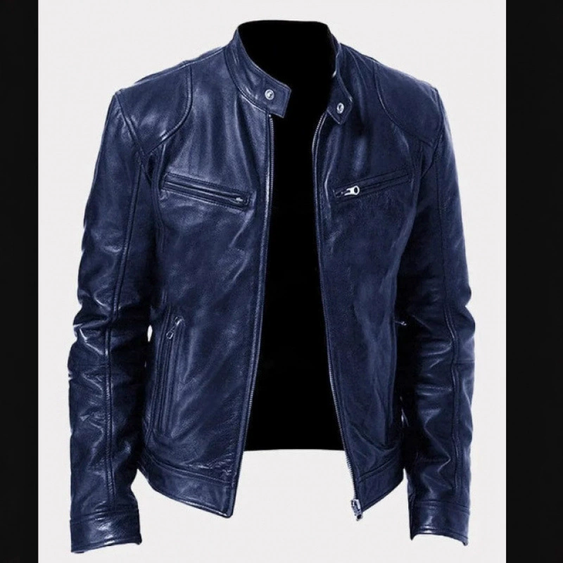 Внешняя торговля Европейские и американские мужские кожаные куртки для мужчин, подростков, мужские кожаные куртки с воротником-стойкой в ​​стиле панк оптом