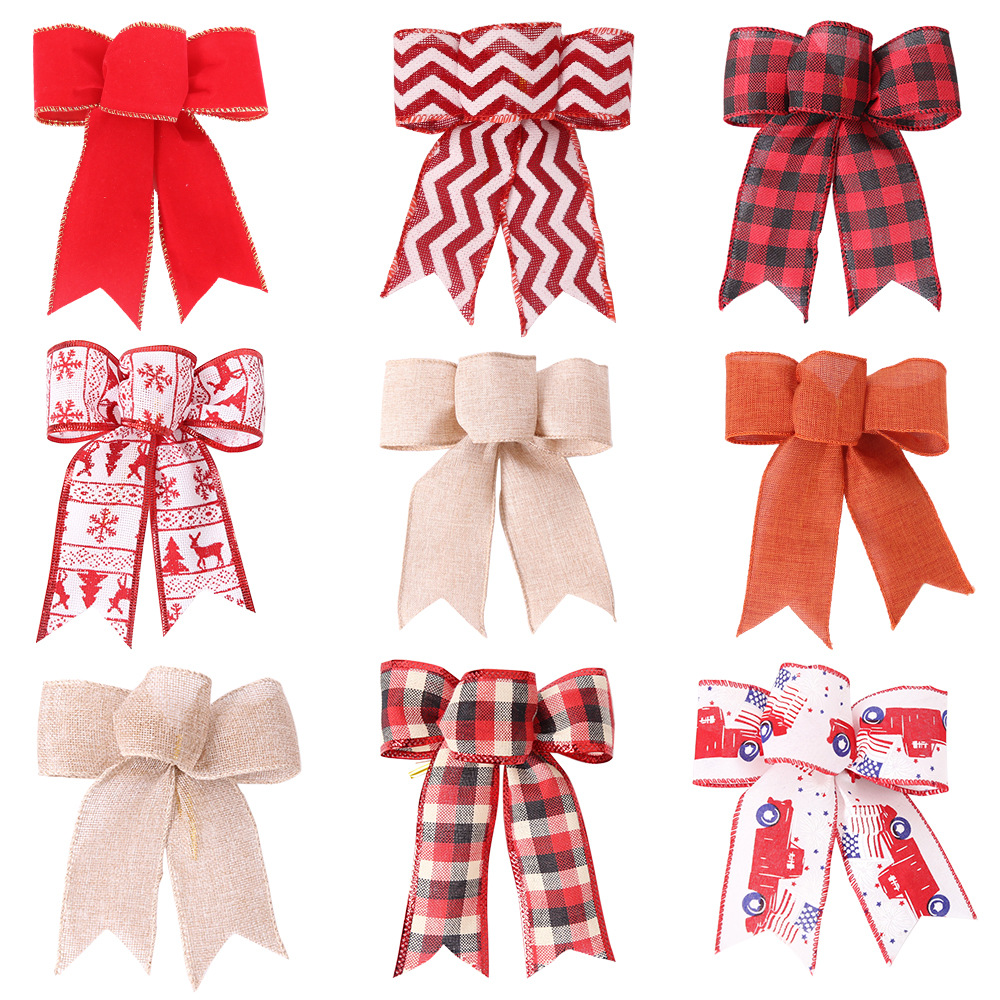 Christmas decorations linen Christmas bow hanging ornaments Christmas tree decoration Christmas small bow diy accessories