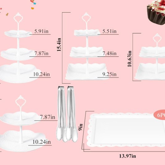 Estilo europeo de 3 capas plato de fruta té de la tarde bandeja de postre soporte de exhibición mesa de postre soporte de pastel mesa de combinación de pastel