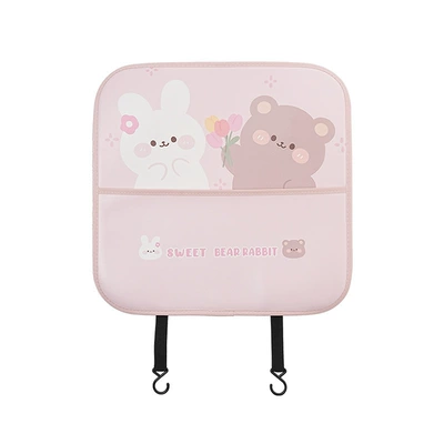 Car seat back anti-kick pad leather easy-to-clean car anti-dirty protection pad cute bear rabbit universal car anti-wear pad (Chair back anti-kick pad) - tulip-bear-rabbit-medium-anti-kick-pad