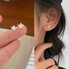 簡約森系迷你花朵耳釘女可愛小清新五瓣花耳環秀氣雞蛋花耳飾
