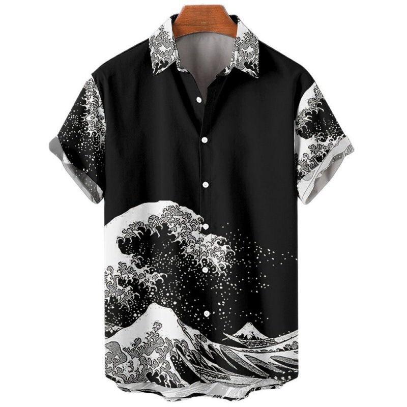 Source Factory Summer Short Sleeve 3D Printed Men's Comfortable Wave Trend Street Fashion Shirt Source Factory Summer Short Sleeve 3D Printed Men's Comfortable Wave Trend Street Fashion Shirt
