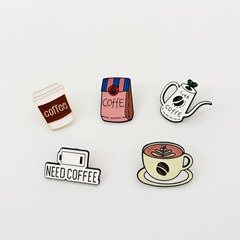 レトロ漫画手作りコーヒー用品シリーズブローチカップコーヒーマシン形状デザインアクセサリーバッジシリーズ