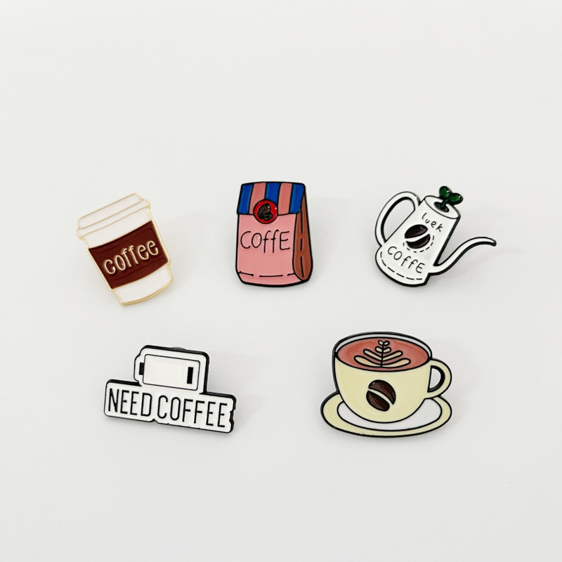 レトロ漫画手作りコーヒー用品シリーズブローチカップコーヒーマシン形状デザインアクセサリーバッジシリーズ|undefined