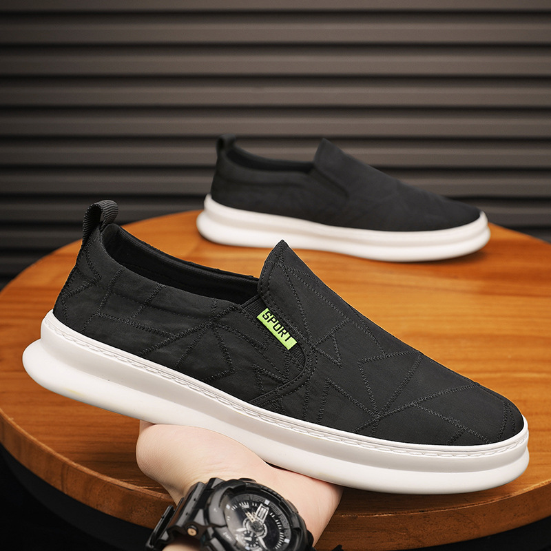 Canvas Shoes Men's Summer Breathable Casual Flat Board Shoes All-match Work Shoes One-step Lazy Old Beijing Cloth Shoes