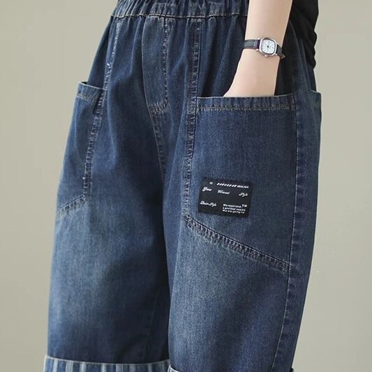 Loose Thin Denim Carrot Pants for Women, High-Waisted Summer Casual Shorts, Plus-Size Harem Pants, Five-Point Pants, Straight-Leg Pants Loose Thin Denim Carrot Pants for Women, High-Waisted Summer Casual Shorts, Plus-Size Harem Pants, Five-Point Pants, Straight-Leg Pants