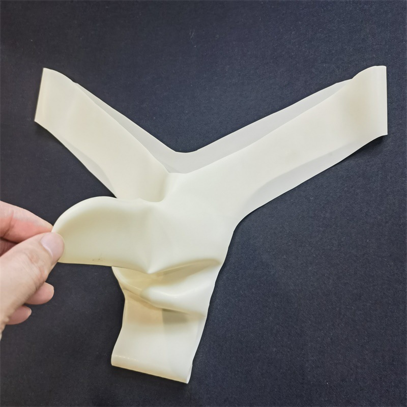 Latex Bullet-Shaped Separated Concave-Convex Rubber Single Thong Men's One-Piece Semi-Transparent Low-Waist Seamless Jj Sleeve Underwear