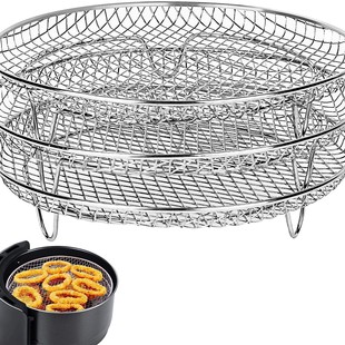 Airfryer air fryer accessories three-layer round grill steaming rack stainless steel 8-inch stackable rack dehydrating rack