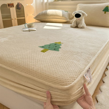 A类牛奶绒夹棉床笠单件冬季加厚床垫保护罩三件套床罩床单可机洗