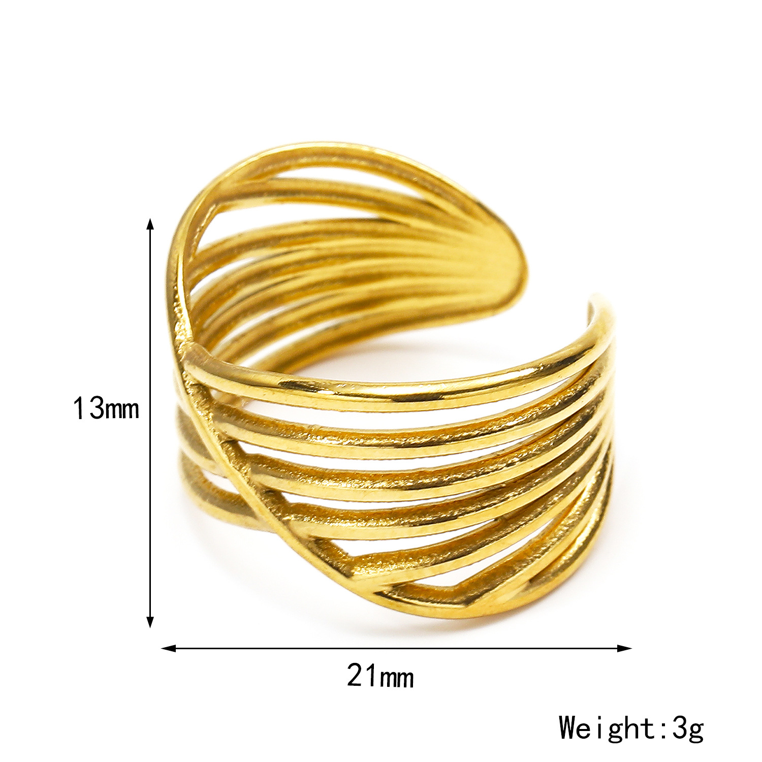 Einfacher Stil Geometrisch Titan Stahl Aushöhlen Offener Ring 1 Stück display picture 2