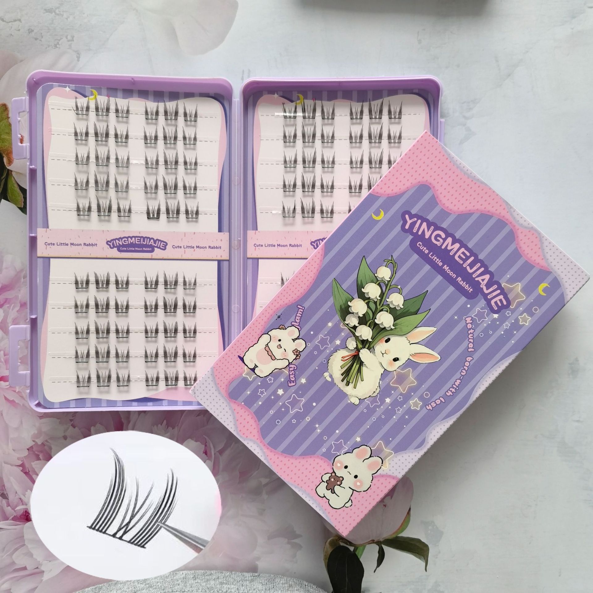 20 filas de paquete de caja de regalo de pestañas falsas transfronterizas, pestañas falsas densas, pestañas falsas sin pegamento.