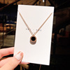Double-sided golden necklace, chain for key bag  stainless steel, European style, simple and elegant design, pink gold