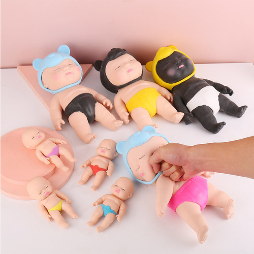 Cross-border tpr decompression cute doll pinch and play tricks to vent doll decompression soft rubber rebound toys wholesale