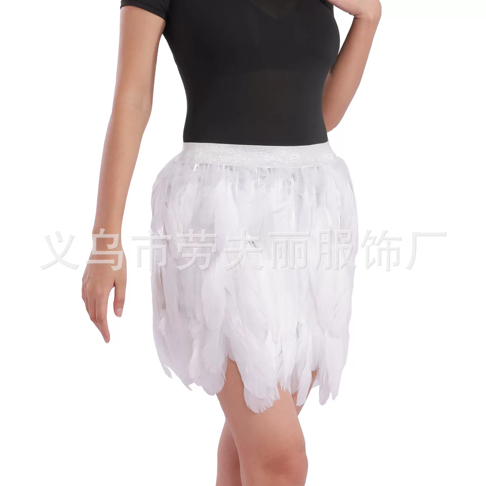 定制跨境新款2025外贸半身裙短裙真羽毛裙子半身裙欧美街头不规则