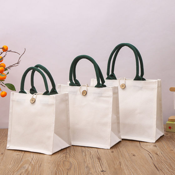Canvas Bag in stock MUJI Stereo Canvas Bag Accompanying Gift Bleaching Lacquer Bag with Strap Laminated Canvas Bag