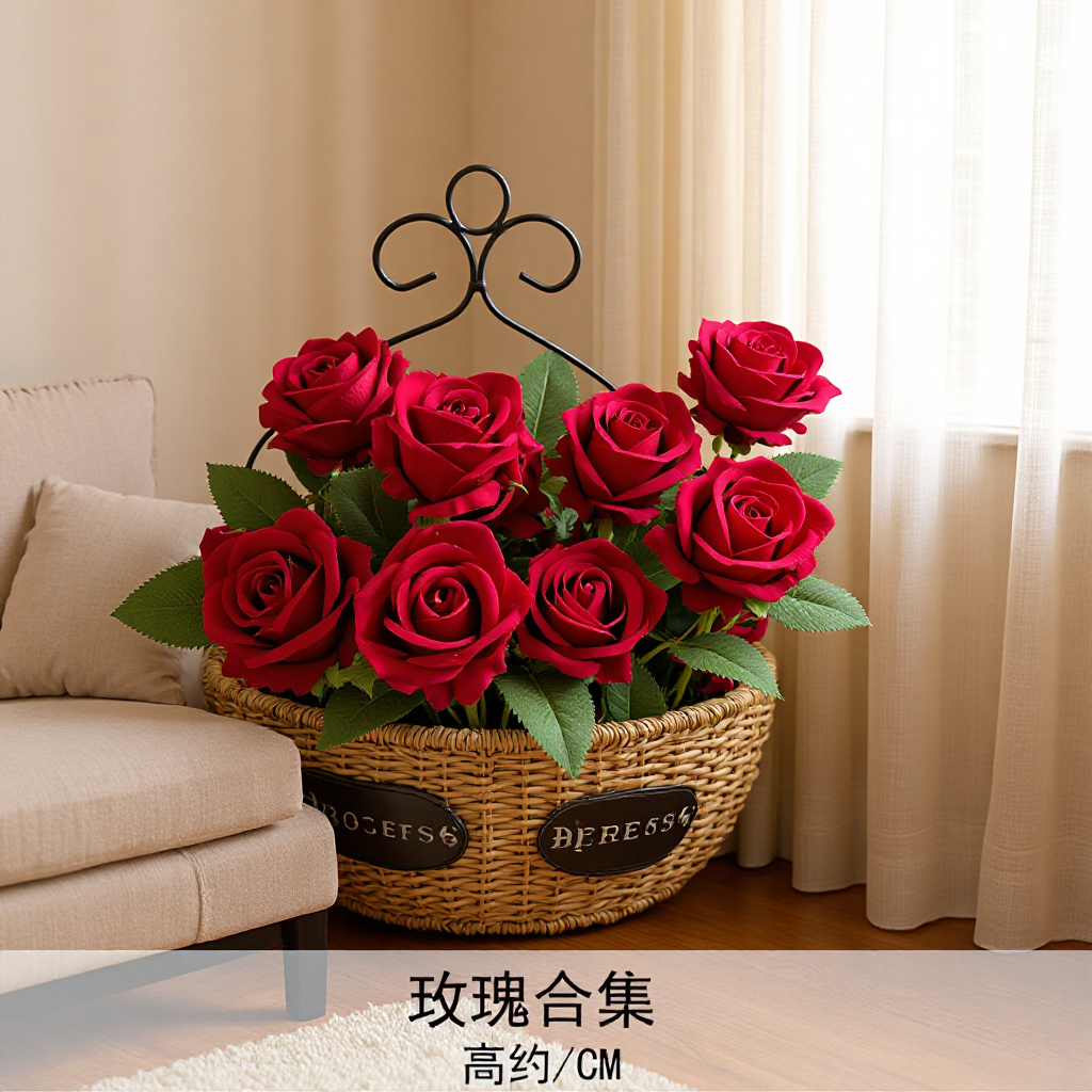 Artificial Rosa sola franela Rosa flor artificial boda decoración del hotel decoración del hogar arreglo de flores flor artificial Rose