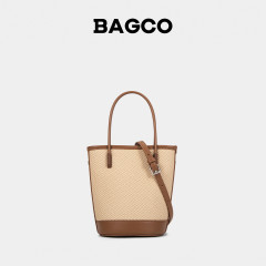 BAGCO 織本革 レディースバッグ 春先 スモール 無地 バケットバッグ クロスボディバッグ 牛革 手持ち 小型トートバッグ