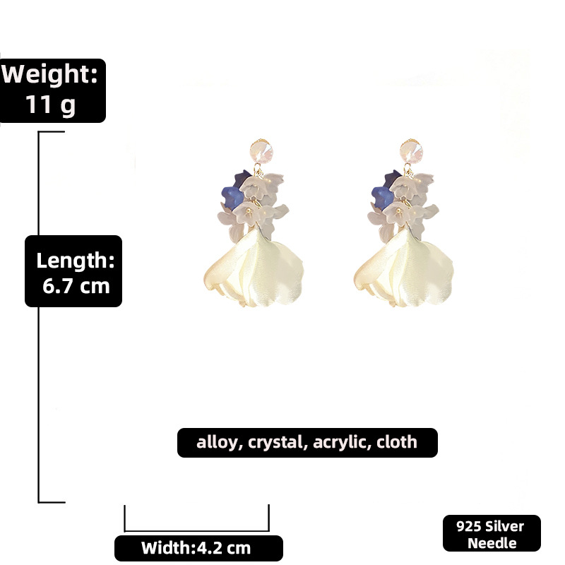 Fashion Crystal Acrylic Flannel Flower Earrings Wholesale Nihaojewelry display picture 4