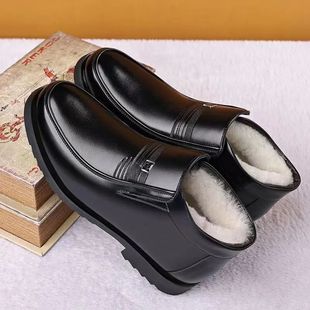 [Leather Soft Cowhide] Winter Leather Shoes Men's Shoes Fleece-lined Thickened Warm Cotton Shoes Leather Cold-proof Outdoor Men's Cotton Shoes