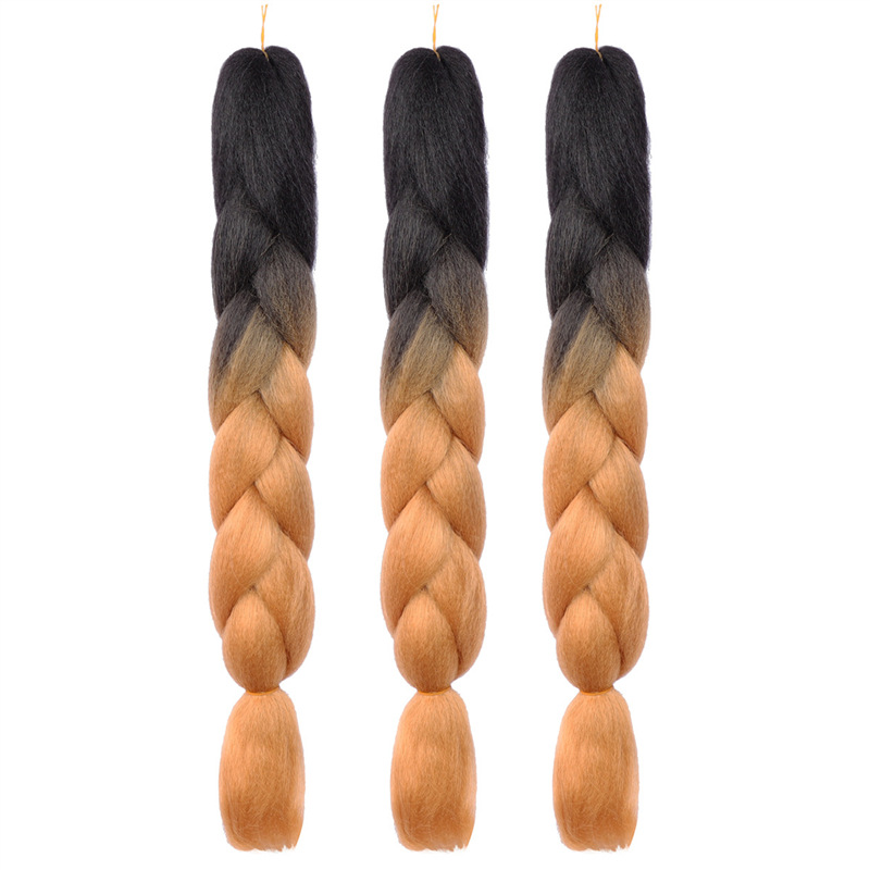 Gran trenza color peluca africana jumbo braid hair gradiente de fibra química trenza de seda de alta temperatura sucia