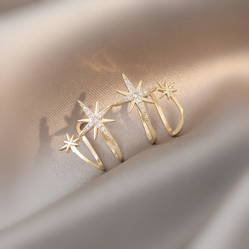 Estrella de seis puntas clip de hueso de oreja hembra de alto grado de luz de lujo único nicho diseño clip de oreja estilo frío pendientes sin oreja