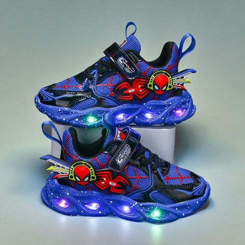 Spider-Man Kids' Light-Up Shoes Spring and Autumn New Boys' Sports Shoes Mesh Double Mesh Lighting Shoes