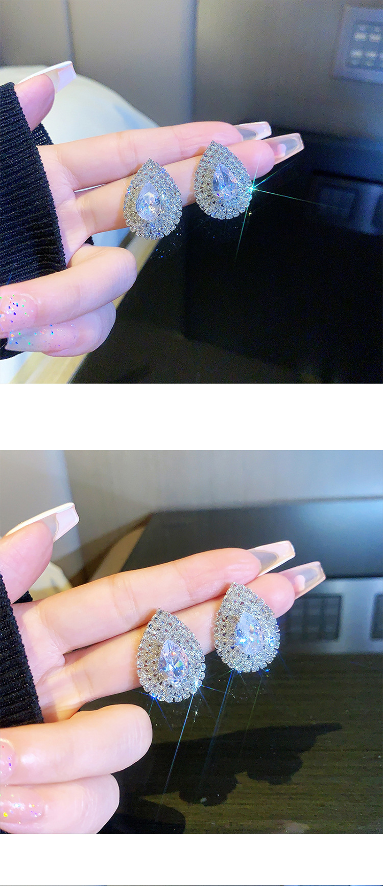 Retro full diamond long tassel earrings for women in Europe and America, exaggerated temperament, earrings, high-end feeling, light luxury earrings_voghion.com