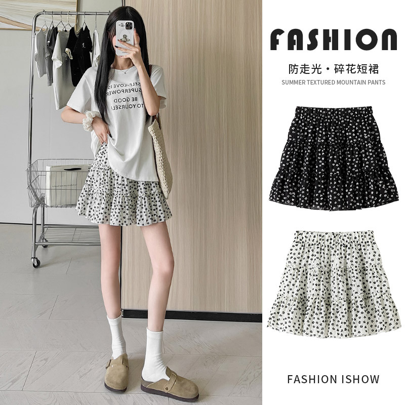 H592 Strict Selection of Floral Short Skirt Women's Spring and Summer New High Waist Slimming A- Line Cake Skirt Korean Skirt Skirt